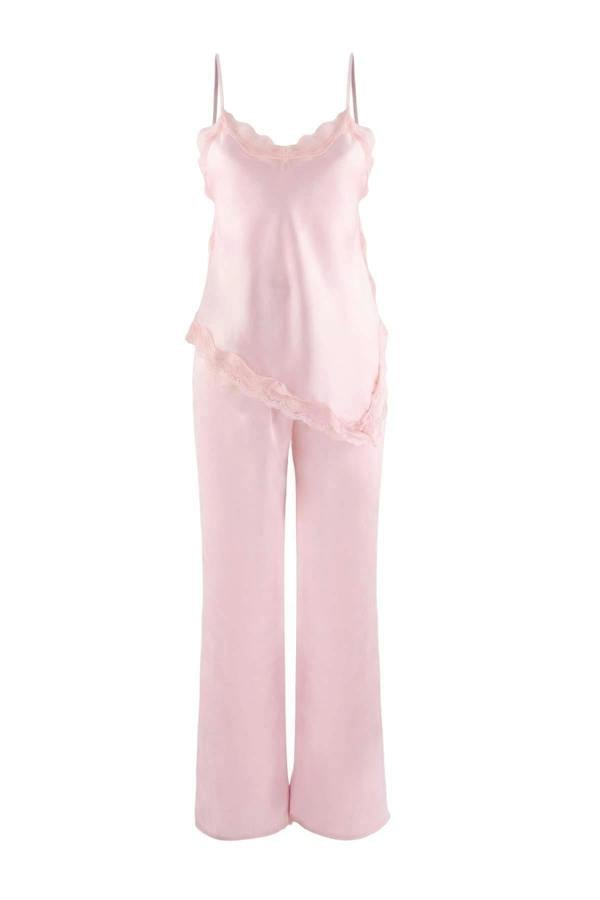 Lace Detail Satin Cami Pyjama Set