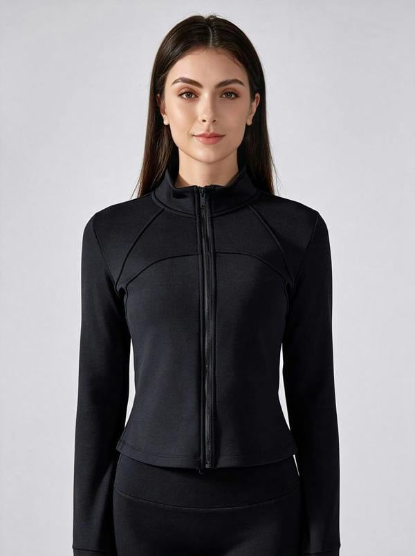 Anniou Cropped Windbreaker Jacket - Black