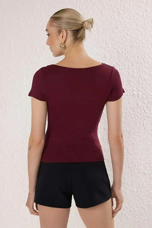 Hoxton Gal Draped/Gathered Detail Fitted Knit Blouse