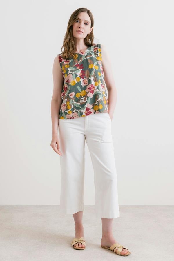 Lily & Me Cora Linen Blend Vest Laurel Green