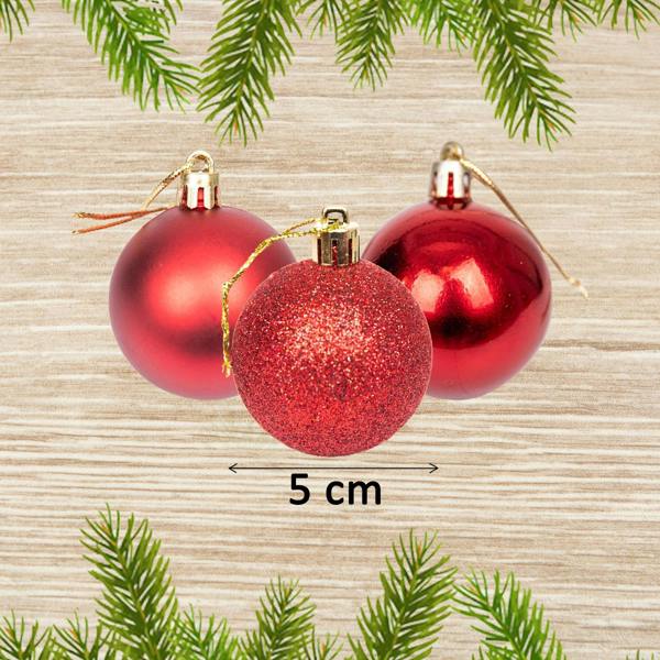 5cm Dark Red Shatterproof Christmas Bauble Set, 9 or 18 Piece Festive Tree Decorations image 9