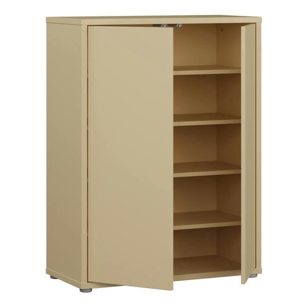 Furniture To Go Alice Springs Shoe Cabinet with 2 Doors Push-to-Open in Butter Yellow