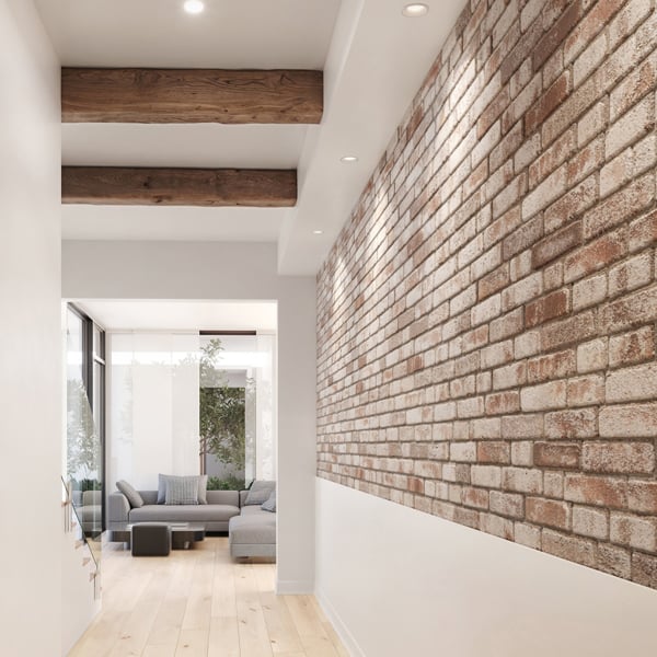 Wallsupply UltraLight Loft Rustic White Wash Brick Effect HD Printed 3D Wall Panels EPS, 4pcs 2.4m²