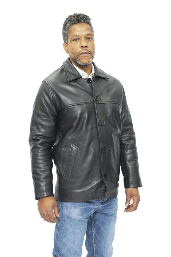 Infinity Leather Mens Cowhide Leather Box Jacket-Mendoza
