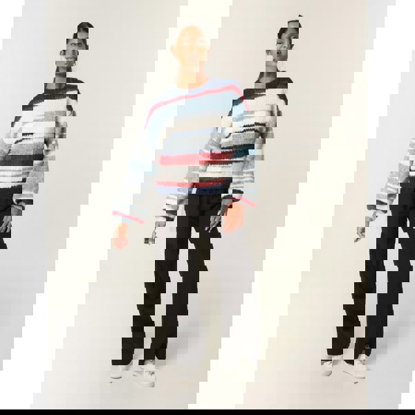 Blue Vanilla Colourful Block Horizontal Stripes Jumper