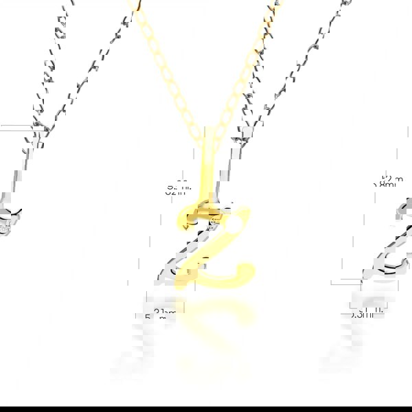 191P0796019 Alphabet Letter Z Diamond pendant in 9ct Yellow Gold Dimensions