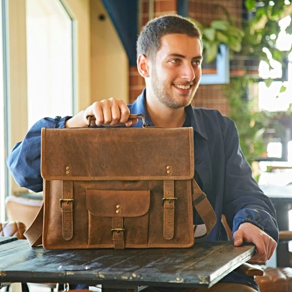 Paper High Buffalo Leather Vintage Satchel