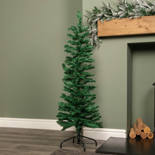 Samuel Alexander 4ft (1.2m) Green Artificial Pencil Christmas Tree With Green Metal Stand and 168 Tips