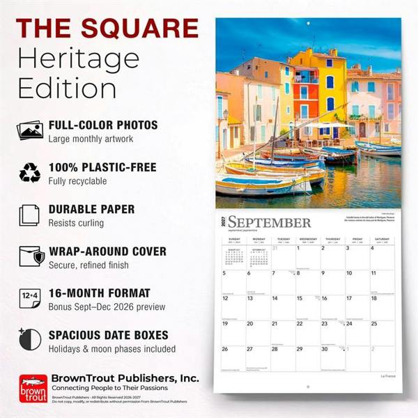 France Calendar 2027, Wall Calendars, Month To View, Travel, Gift