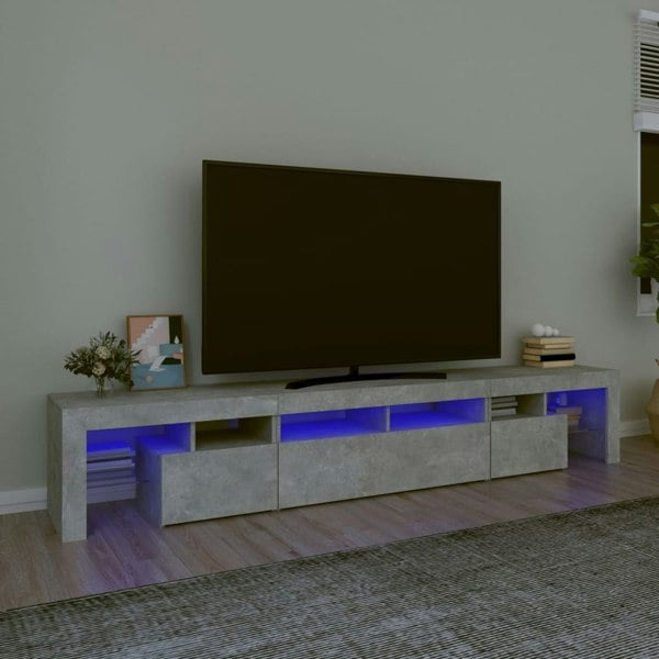 Berkfield TV Cabinet with LED Lights Concrete Grey 230x36.5x40 cm