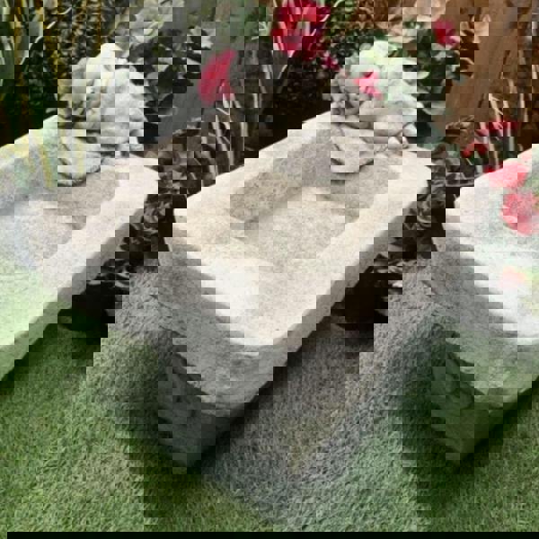 Stone Cast Small Birdbath Monk Buddha