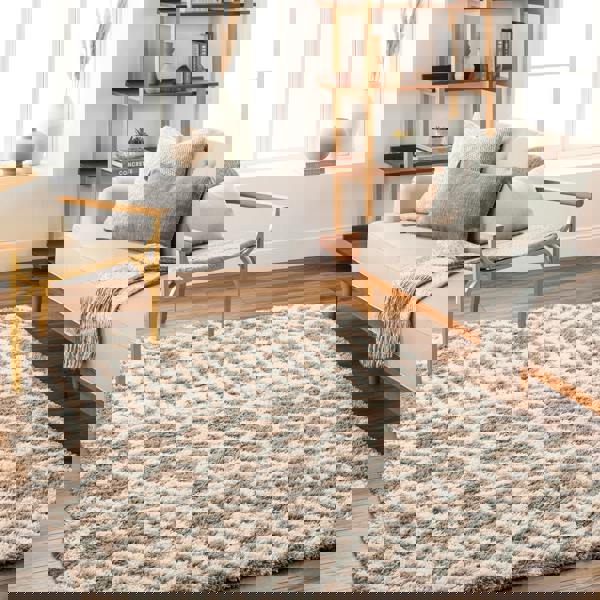 Livabliss Urban Shag-Geometric Brown Ivory Soft Plush Pile Rug