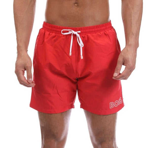 Boss Mens Logo Swimming Trunks - Red