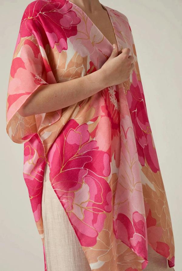 James Lakeland Pink Peony Print Kaftan