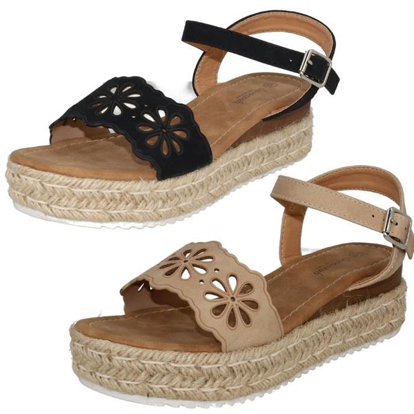 Savannah Ladies Savannah Mid Wedge Heel Wide Fit Sandals F12041
