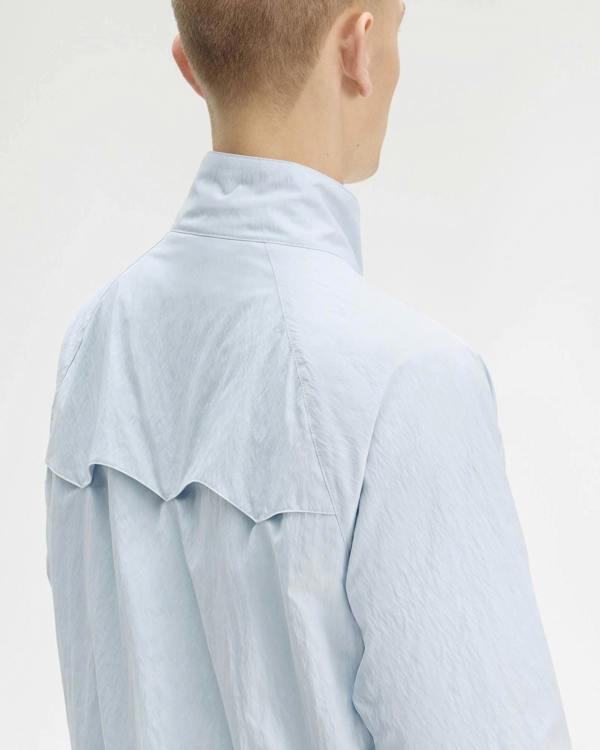 Fred Perry Mens Crinkle Harrington Jacket - Dusky Blue 28A | CHO | Designer Mens Jackets