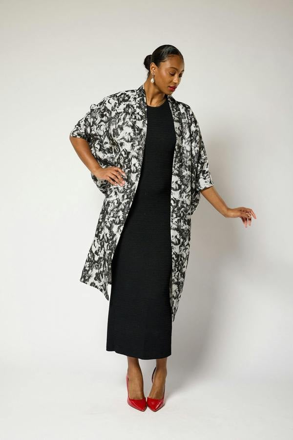 Lioness by TF Monochrome Brocade Kimono Jacket
