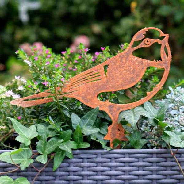 Ferncrest Trading Steel Blue Tit Bird Silhouette Garden Stake Ornament