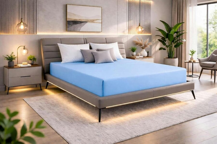 Night Zone Microfibre Fitted Sheet 25cm Deep – Soft Easy Care Bed Sheet - Sky Blue