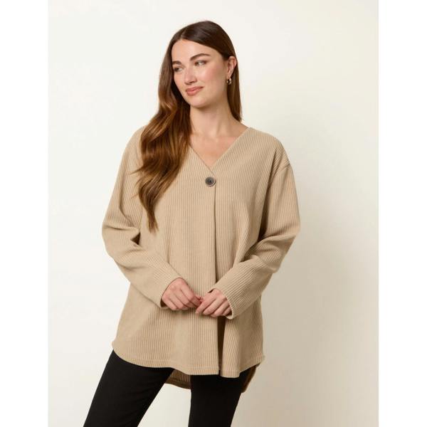 Blue Vanilla One Button Cord Rib Top
