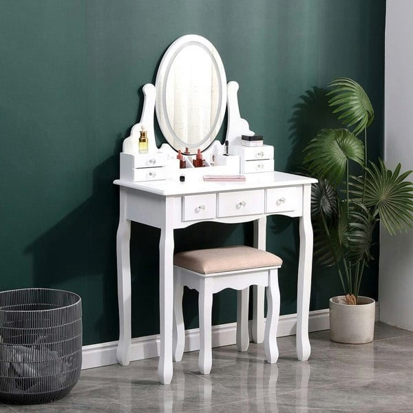 135cm H Makeup Vanity Desk Set with LED Lighting Dressing Tables Living and Home