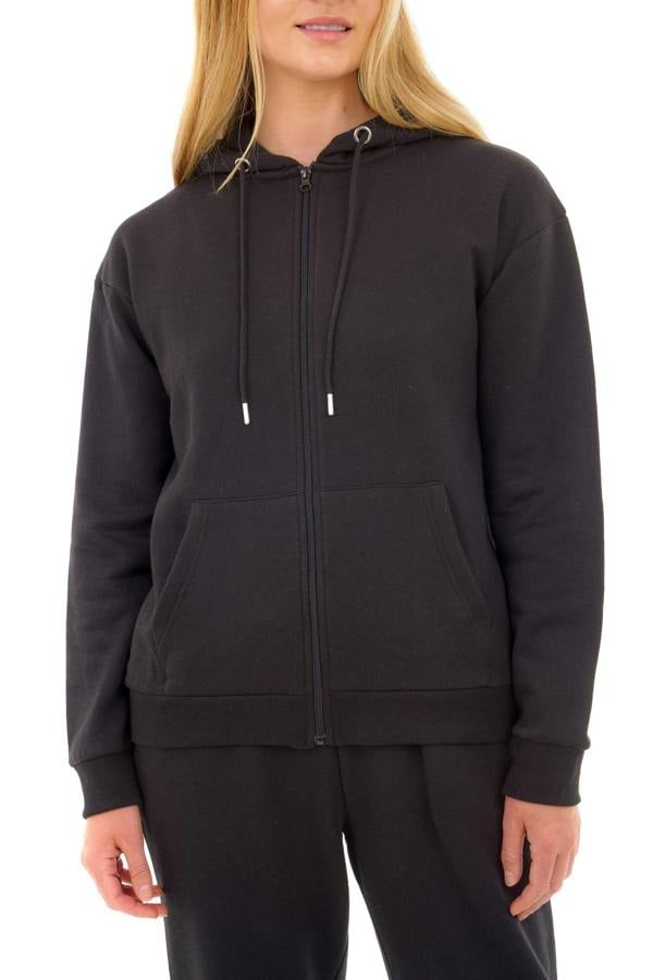 Smart Living Women's Stylish Zip-Up Hoodie with Pockets - Cozy Casual Wear - Black