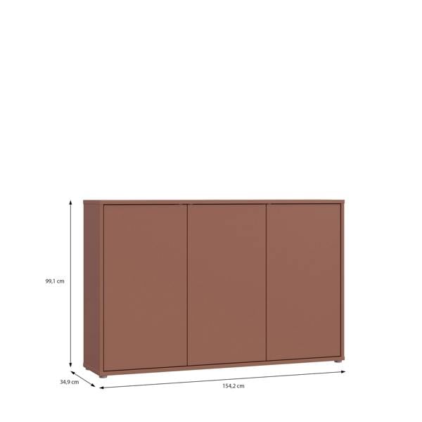 Furniture To Go Alice Springs 3 Door Sideboard with Push-to-Open Doors in Terracotta