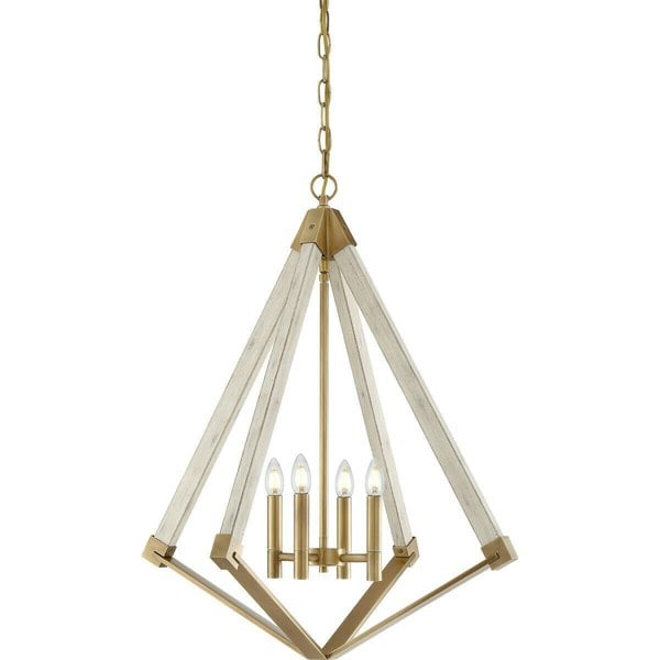 4 Bulb Chandelier Hanging Pendant LIght Weathered Brass LED E14 60W Bulb Loops