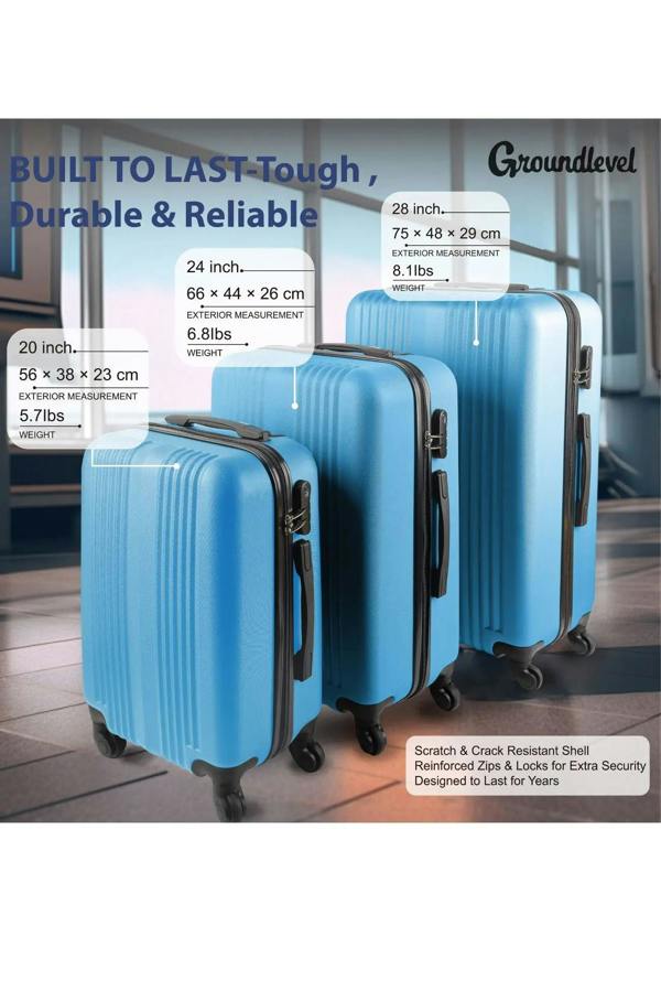 Groundlevel XL Delta Hard Shell 3 Piece Luggage Set