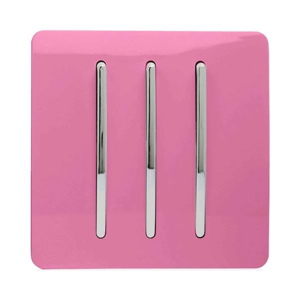 Trendi Switch 3 Gang 1 or 2 way Rocker Light Switch in Candy Pink