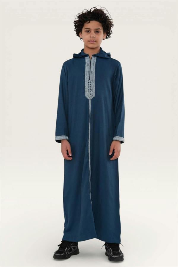 Infinity Leather Kids Boys Eid Hooded Moroccan Thobe Robe Djellaba Ramadan Jubba- K-HM3