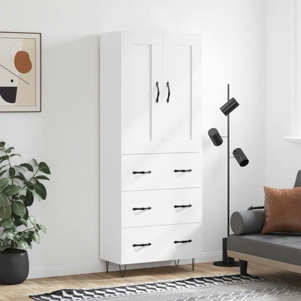Berkfield Highboard White 69.5x34x180 cm Engineered Wood