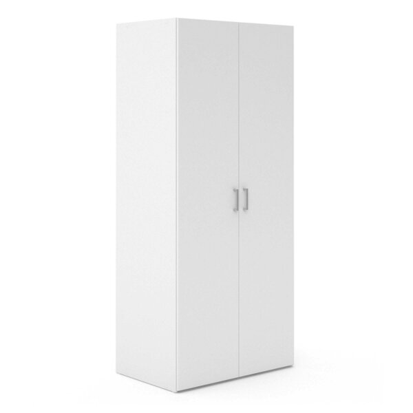 Wyld Haus Berlin White Bedroom Furniture Set with Bedside Chest of Drawers and Wardrobe