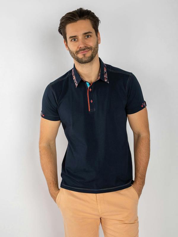 SIGNATURE POLO SHIRT WITH ORNAMENTAL INSERT - Claudio Lugli Shirts