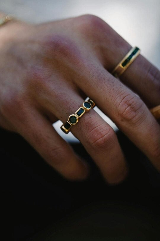 SVNX The 'Knox' Ring in Gold and Green