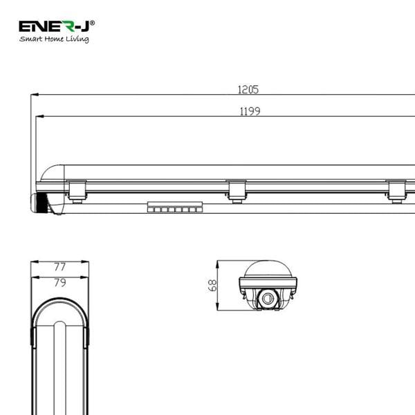 ENER-J LED Non Corrosive IP65 Power Selectable & CCT Selectable Fitting, 1.5m, 50W, 120 Lumens per Watt | Single pack