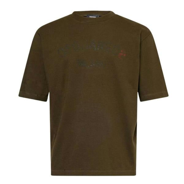DSquared2 Mens Milano Logo Relaxed Fit Short-Sleeved T-Shirt - Military Green - 