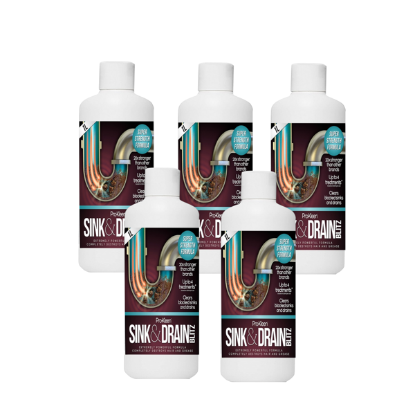 ProKleen 5L of Pro-Kleen Sink & Drain Blitz - Plughole, Sink & Drain Unblocker - Super Strength Formula