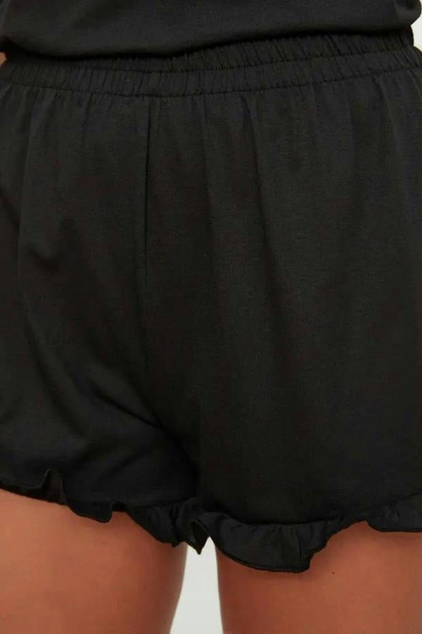 Frill Detail Short Sleeve Short Pyjama Set