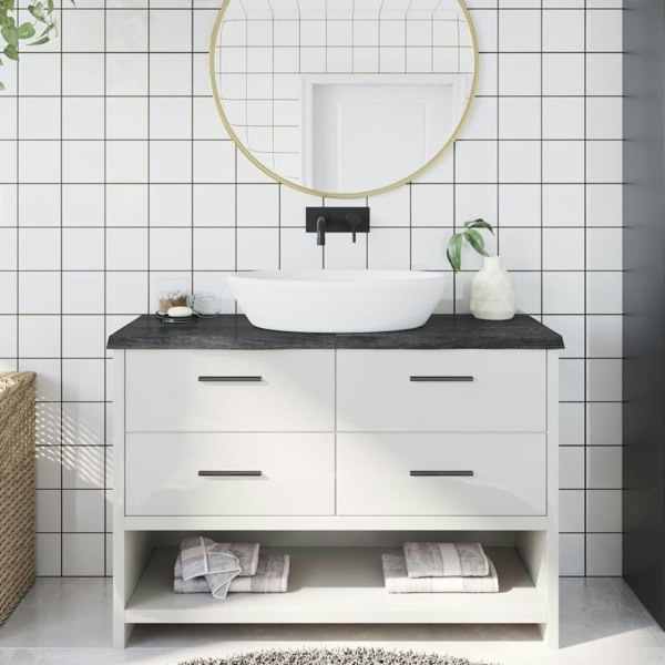 Berkfield Bathroom Countertop Dark Grey 120x50x4 cm Treated Solid Wood
