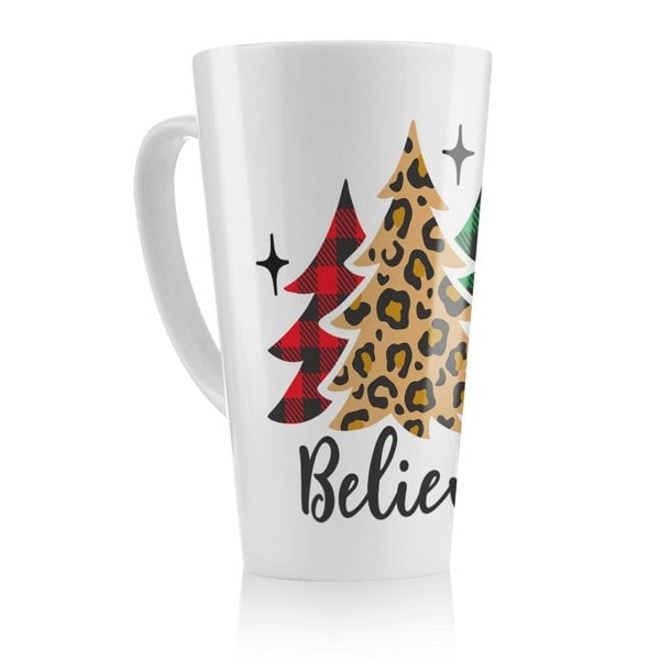 Benjamin Tate Design Christmas Trees With Leopard Print Dining Latte Mug
