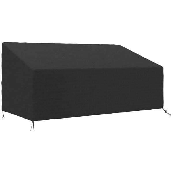 Black waterproof 3-seater sofa cover in Oxford cloth with drawstring ties at corners