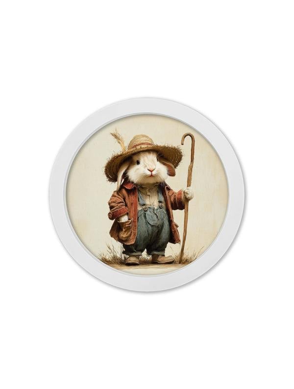 Exceptional Art The Little Farmers - 30cm White Round Box Frame