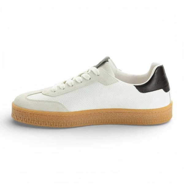 Tamaris Men's White Leather Black Stripe Sneakers