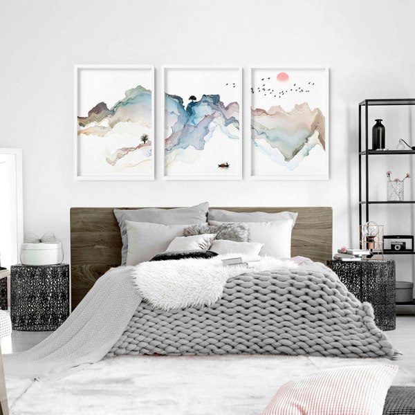 Japanese bedroom decor | set of 3 wall art prints