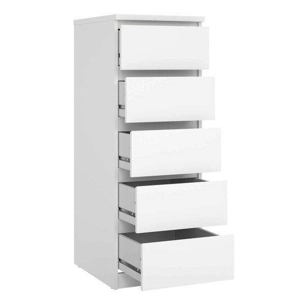 Wyld Haus Budapest White Wooden Narrow Chest 5 Drawers