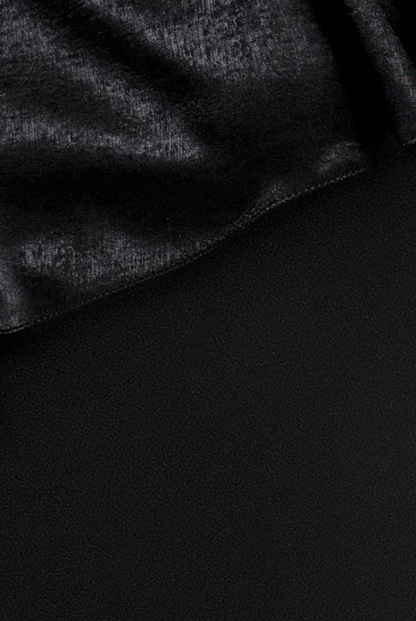 Goddiva Scoop Neck Velvet Satin Cape Sleeve Maxi Dress - Black DR5074