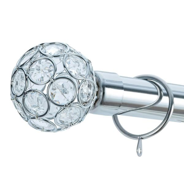 A.Unique Home Beaded Gem Extendable Curtain Pole (25/28mm) (Nickel,70cm - 120cm)