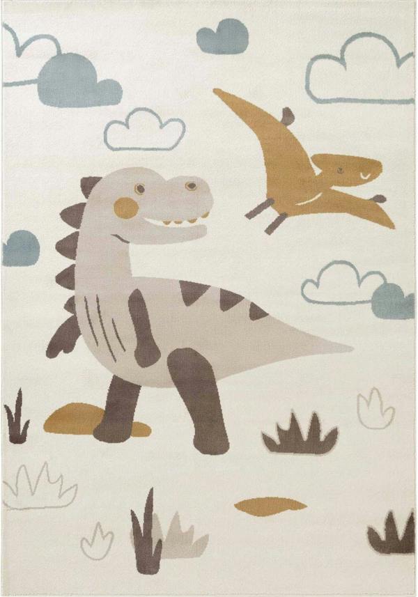 Adventures Kids Rug Dino Cream Underfloor Heating, Fun Design Rug