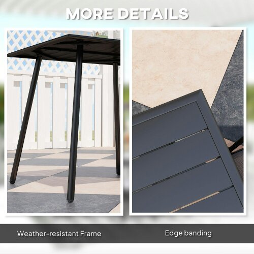 Wyld Haus Nanodor Steel Black Square Outdoor Dining Table With Slatted Top For 4